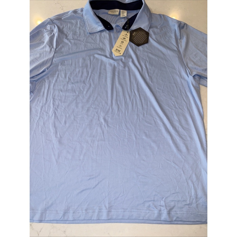 Rorie Whelan Golf Polo Shirt‎ Mens XL Blue Stretch Collar Trim Performance UPF50